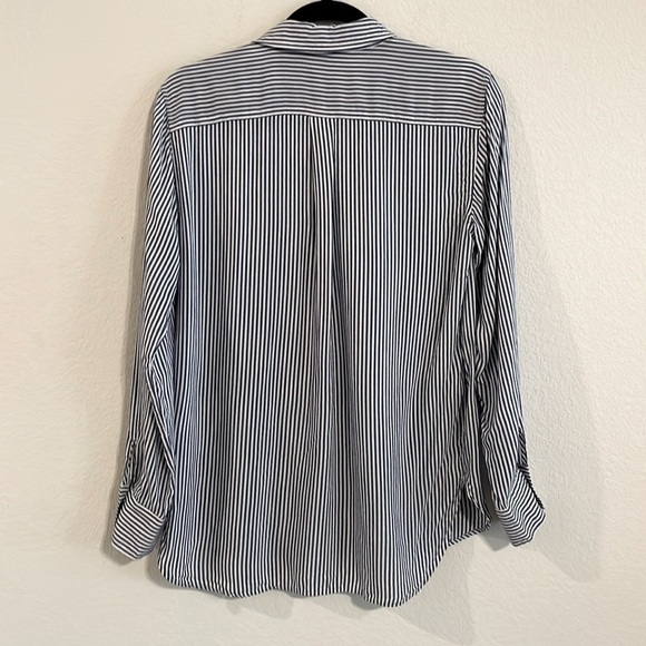 Zara Women’s Button Front Shirt Small Blue Classic Striped Lightweight Causal - Picture 5 of 16